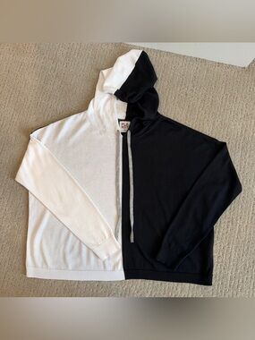 Two-Tone Black & White Men's Hoodie Sweater